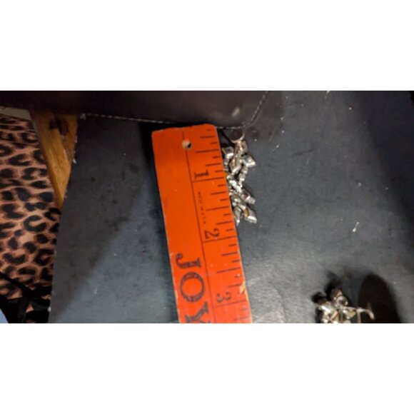 Vintage Rhinestone Clip-On Dangle Earrings Silver-Tone Sparkle Party Jewelry Ret - Picture 5 of 7